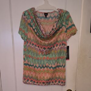 NWT Rafaella | Colorful Zigzag Short Sleeve Tee
